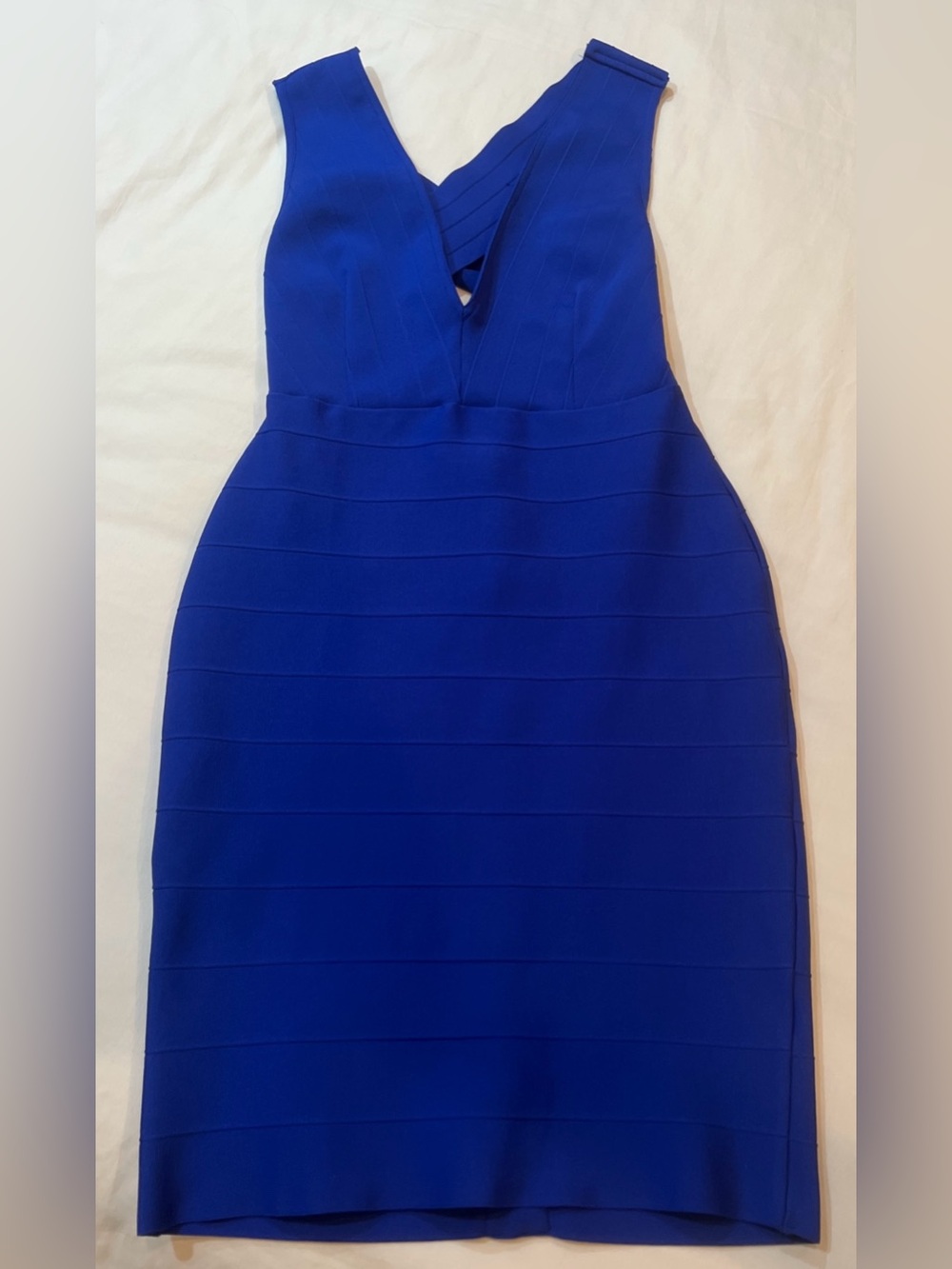 Hybrid & Company Dress Women’s Sz M Blue Bandage Bodycon Criss Cross Back